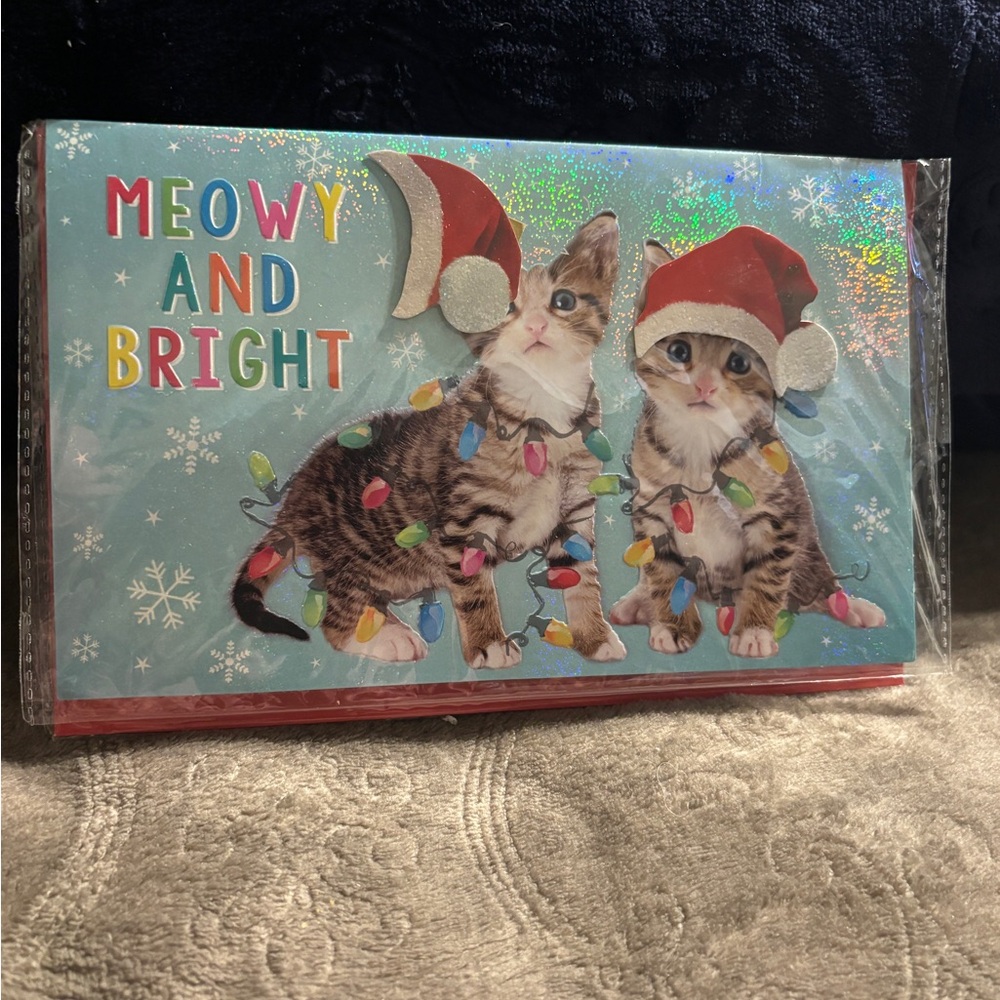 Voila Meowy and Bright Holiday Card with Kittens. Christmas. New Factory Sealed